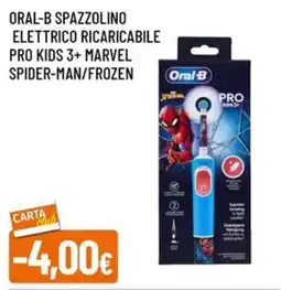 A&O ORAL-B SPAZZOLINO ELETTRICO RICARICABILE PRO KIDS 3+ MARVEL SPIDER-MAN/FROZEN offerta