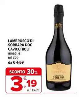 Iperal Lambrusco di Sorbara DOC Cavicchioli amabile offerta