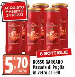 Rossotono Carrefour Rosso gargano passata di puglia in vetro offerta