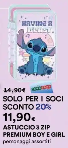 Ipercoop sodacoop ASTUCCIO 3 ZIP PREMIUM BOY E GIRL offerta