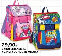 Ipercoop ZAINO ESTENSIBILE 4 ZIP MIX BOY E GIRL MITAMA offerta