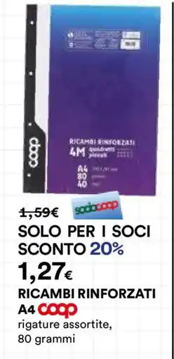 Ipercoop Ricambi rinforzati A4 coop offerta