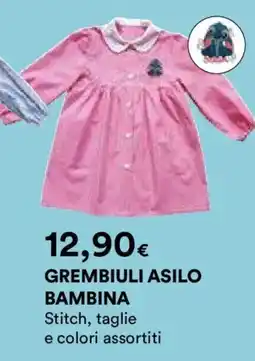 Ipercoop GREMBIULI ASILO BAMBINA Stitch offerta