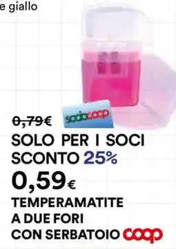 Ipercoop Temperamatite a due fori con serbatoio coop offerta