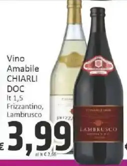 Paghi Poco Vino amabile chiarli doc offerta