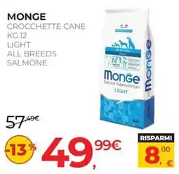 Arcaplanet Monge Crocchette Cane Light All Breeds Salmone offerta