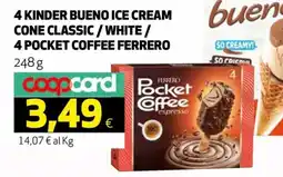 Ipercoop Kinder Bueno Ice Cream Cone Classic / White / Pocket Coffee Ferrero offerta