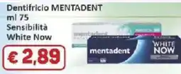 Paghi Poco Dentifricio MENTADENT Sensibilità White Now offerta