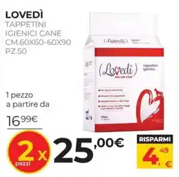 Arcaplanet LOVEDÌ TAPPETINI IGIENICI CANE offerta