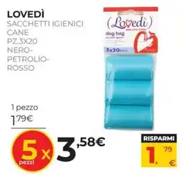 Arcaplanet LOVEDÌ SACCHETTI IGIENICI CANE offerta