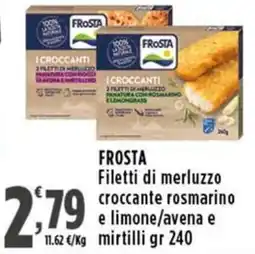 Rossotono Carrefour Frosta filetti di merluzzo croccante rosmarino e limone/avena e mirtilli offerta