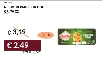 Prezzemolo e Vitale Negroni Pancetta Dolce offerta