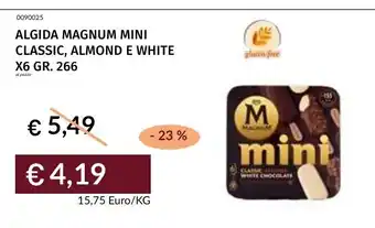 Prezzemolo e Vitale ALGIDA MAGNUM MINI CLASSIC, ALMOND E WHITE offerta