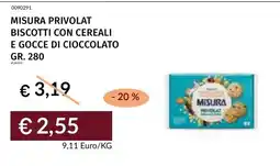 Prezzemolo e Vitale MISURA PRIVOLAT BISCOTTI CON CEREALI E GOCCE DI CIOCCOLATO offerta