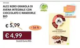 Prezzemolo e Vitale ALCE NERO GRANOLA DI AVEVA INTEGRALE CON CIOCCOLATO E MANDORLE BIO offerta