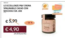 Prezzemolo e Vitale LE ECCellenze P&V CREMA SPALMABILE CACAO CON NOCCIOLE offerta