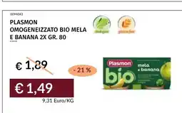 Prezzemolo e Vitale PLASMON OMogeneizzato BIO MELA E BANANA offerta