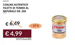 Prezzemolo e Vitale COALMA AUTENTICO FILETTI DI TONNO AL NATURALE offerta
