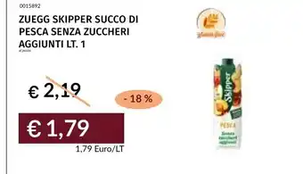 Prezzemolo e Vitale ZUEGG SKIPPER SUCCO DI PESCA SENZA ZUCCHERI AGGIUNTI offerta