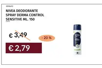 Prezzemolo e Vitale NIVEA DEODORANTE SPRAY DERMA CONTROL SENSITIVE offerta