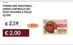 Prezzemolo e Vitale PURINA ONE MINI/SMALL UMIDO CONTROLLO DEL PESO TACCHINO E POLLO offerta
