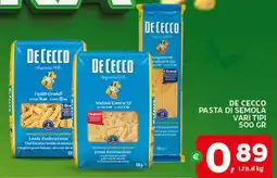 Extra Supermercati DE CECCO PASTA DI SEMOLA VARI TIPI offerta