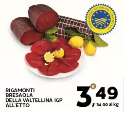 Extra Supermercati RIGAMONTI BRESAOLA DELLA VALTELLINA IGP ALL'ETTO offerta