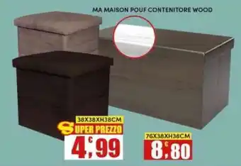 Maury's MA MAISON POUF CONTENITORE WOOD offerta