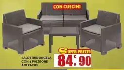 Maury's SALOTTINO ANGELA CON 4 POLTRONE ANTRACITE offerta