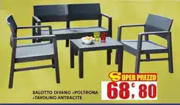Maury's SALOTTO DIVANO +POLTRONA +TAVOLINO ANTRACITE offerta