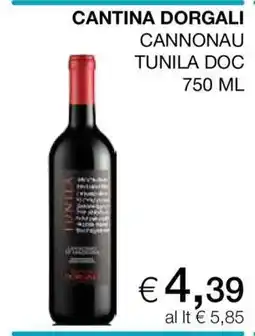 Coop CANTINA DORGALI CANNONAU TUNILA DOC 750 ML offerta