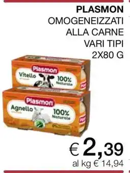 Coop PLASMON OMOGENEIZZATI ALLA CARNE offerta
