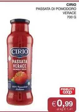 Coop CIRIO PASSATA DI POMODORO VERACE 700 G offerta