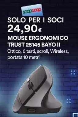 Ipercoop Mouse ergonomico trust 25145 bayo II offerta