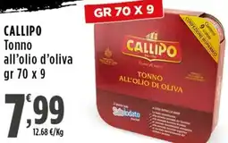 Rossotono Carrefour Callipo Tonno all'olio d'oliva offerta