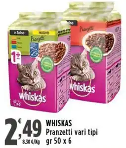Rossotono Carrefour Whiskas pranzetti offerta