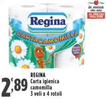 Rossotono Carrefour Regina carta igienica camomilla offerta