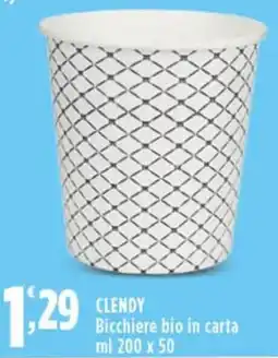 Rossotono Carrefour Clendy bicchiere bio in carta offerta