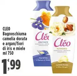 Rossotono Carrefour Cleo Bagnoschiuma camelia dorata e argan/fiori di iris e miele offerta