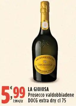 Rossotono Carrefour La gioiosa Prosecco valdobbiadene DOCG extra dry offerta