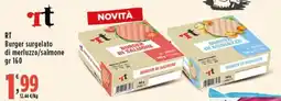 Rossotono Carrefour RT Burger surgelato di merluzzo/salmone offerta