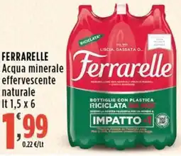 Rossotono Carrefour Ferrarelle acqua minerale effervescente naturale offerta