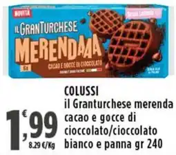 Rossotono Carrefour Colussi il Granturchese merenda cacao e gocce di cioccolato/cioccolato offerta