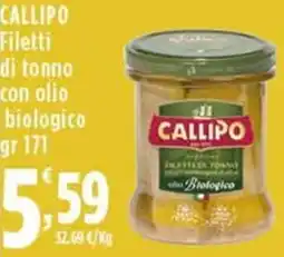 Rossotono Carrefour Callipo Filetti di tonno con olio biologico offerta