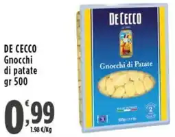 Rossotono Carrefour De cecco gnocchi di patate offerta