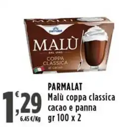 Rossotono Carrefour Parmalat malù coppa classica cacao e panna offerta