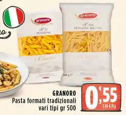 Rossotono Carrefour Granoro pasta formati tradizionali offerta