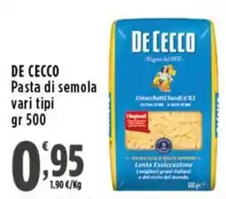 Rossotono Carrefour De cecco pasta di semola offerta