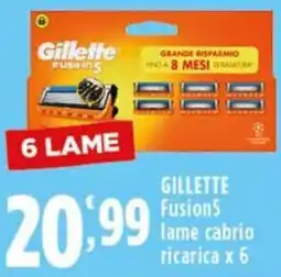 Rossotono Carrefour Gillette fusion5 lame cabrio ricarica x 6 offerta
