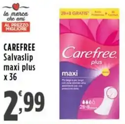 Rossotono Carrefour Carefree salvaslip maxi plus x36 offerta